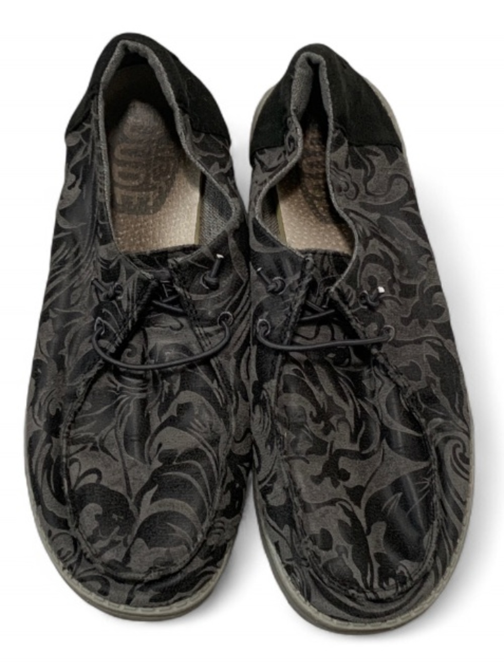 Hey Dude Wendy Ranch Gray Black Patterned Casual Lace-Up Shoes